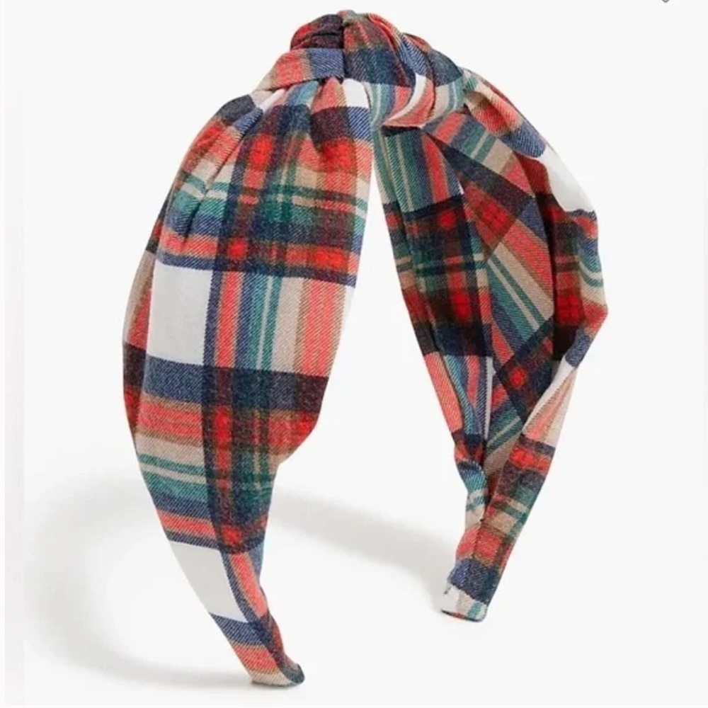 J. CREW, Knot Headband in Snowy Stewart Tartan, NWT